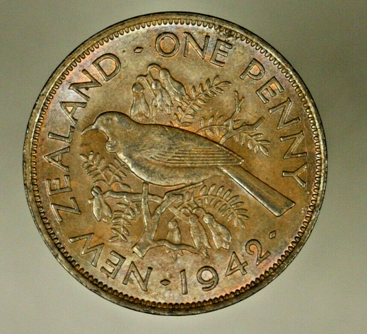 New Zealand Penny 1942  UNC - Trace of Red   A818