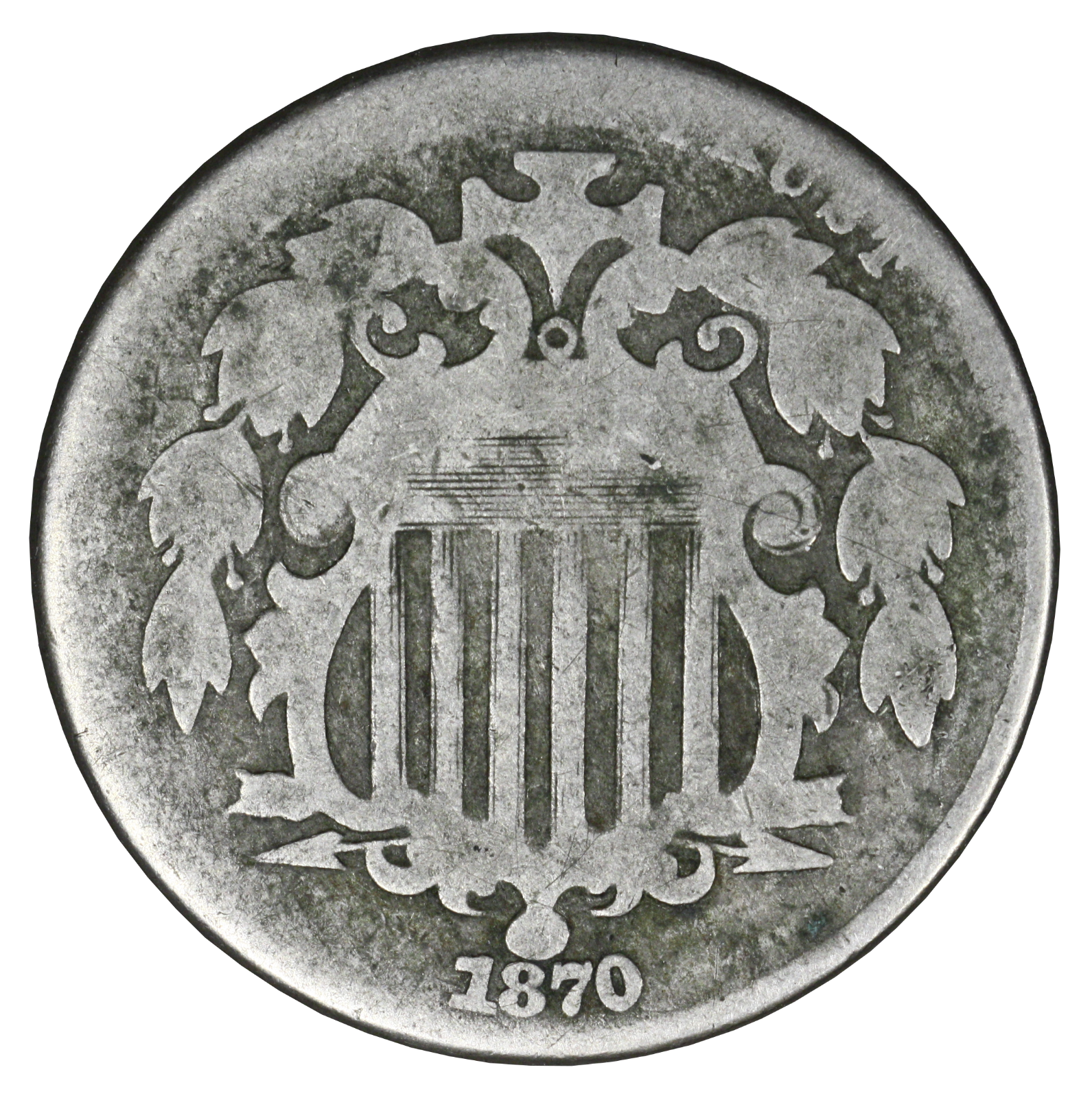 US 1870 Shield Nickel  A3414