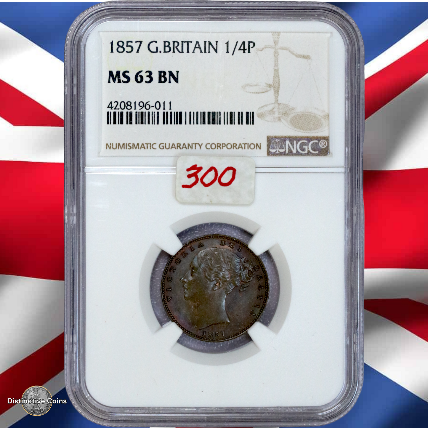 Great Britain 1857 Farthing NGC MS63BN - GBS044