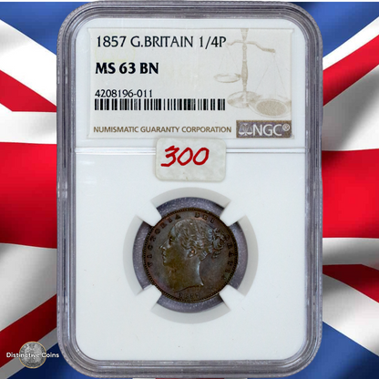 Great Britain 1857 Farthing NGC MS63BN - GBS044