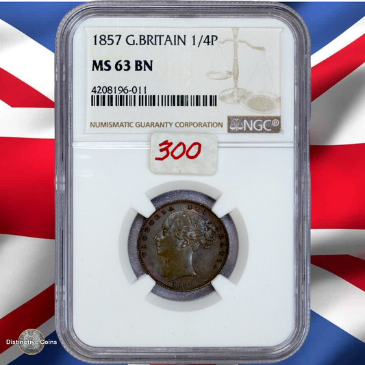 Great Britain 1857 Farthing NGC MS63BN - GBS044