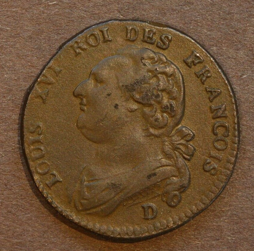 France 1792 D  12 Diniers  Nice Grade for Type A173
