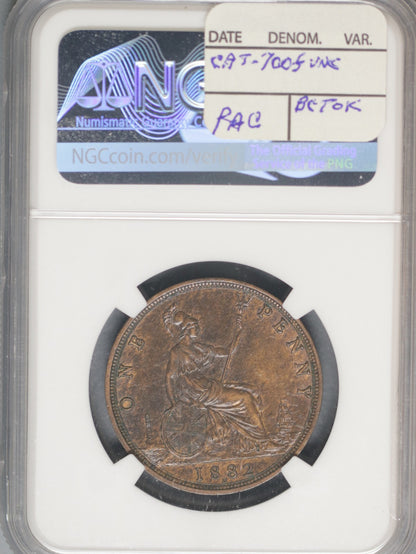 Great Britain 1882H Penny K-755 NGC AU Details Cleaned UNBARRED H