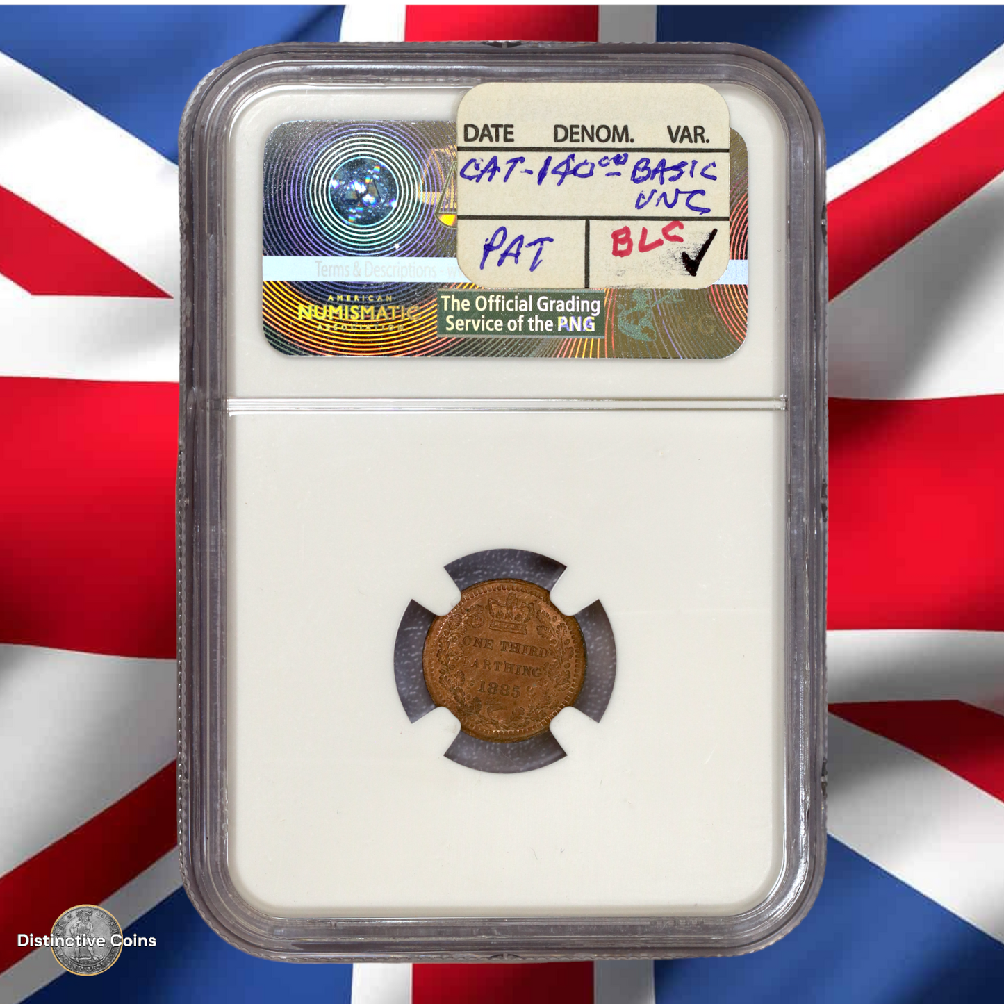 Great Britain 1885 1/3 Farthing NGC MS64RB - GBS008