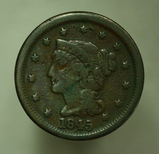 1845 Large Cent Braided Hair Scratch Obverse United States U021