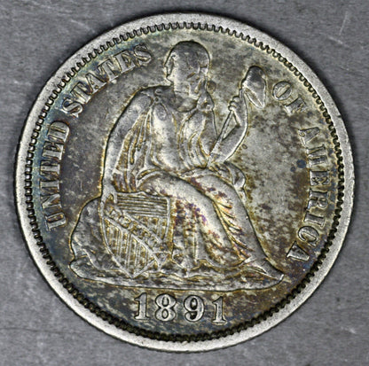 US 1891 P Seated Liberty Dime  A3349
