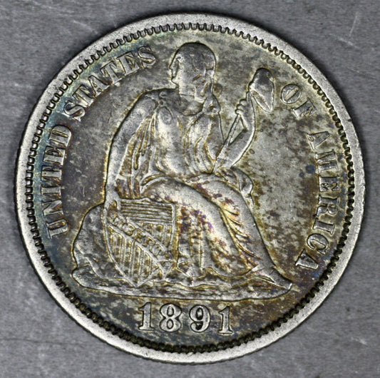 US 1891 P Seated Liberty Dime  A3349