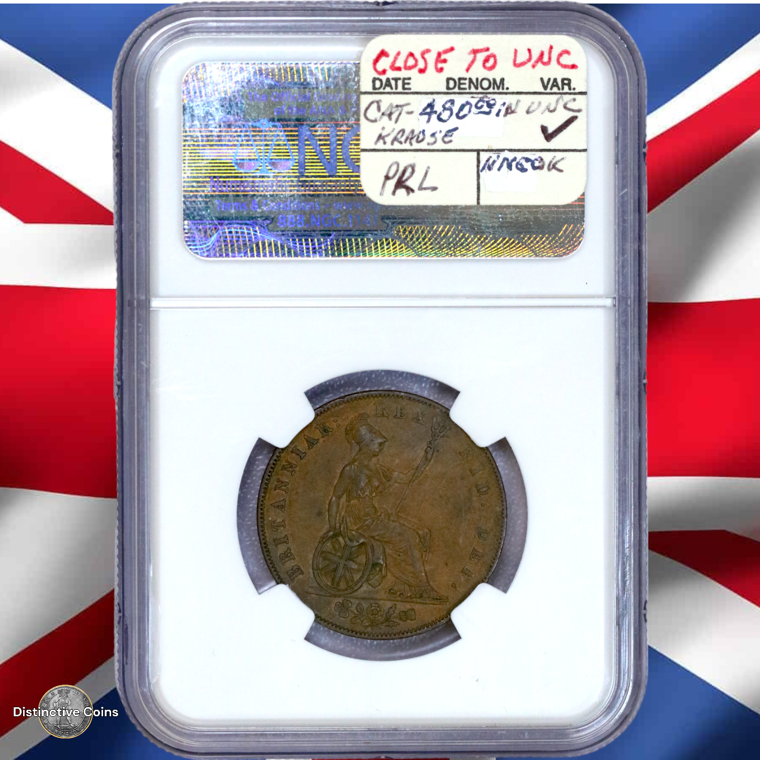 Great Britain 1827 1/2 Penny NGC AU55BN - GBS061