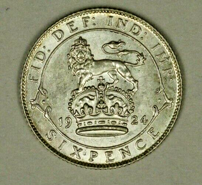 Great Britain  Silver 6 Pence 1924  UNC   A1237