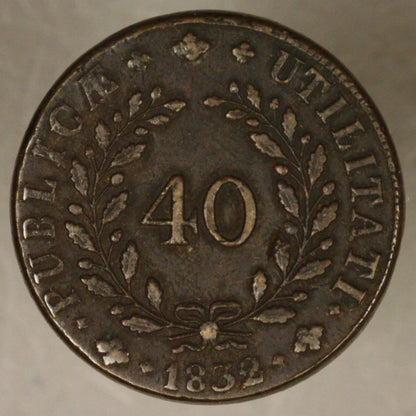 Portugal 1832 40 Reis XF+ 