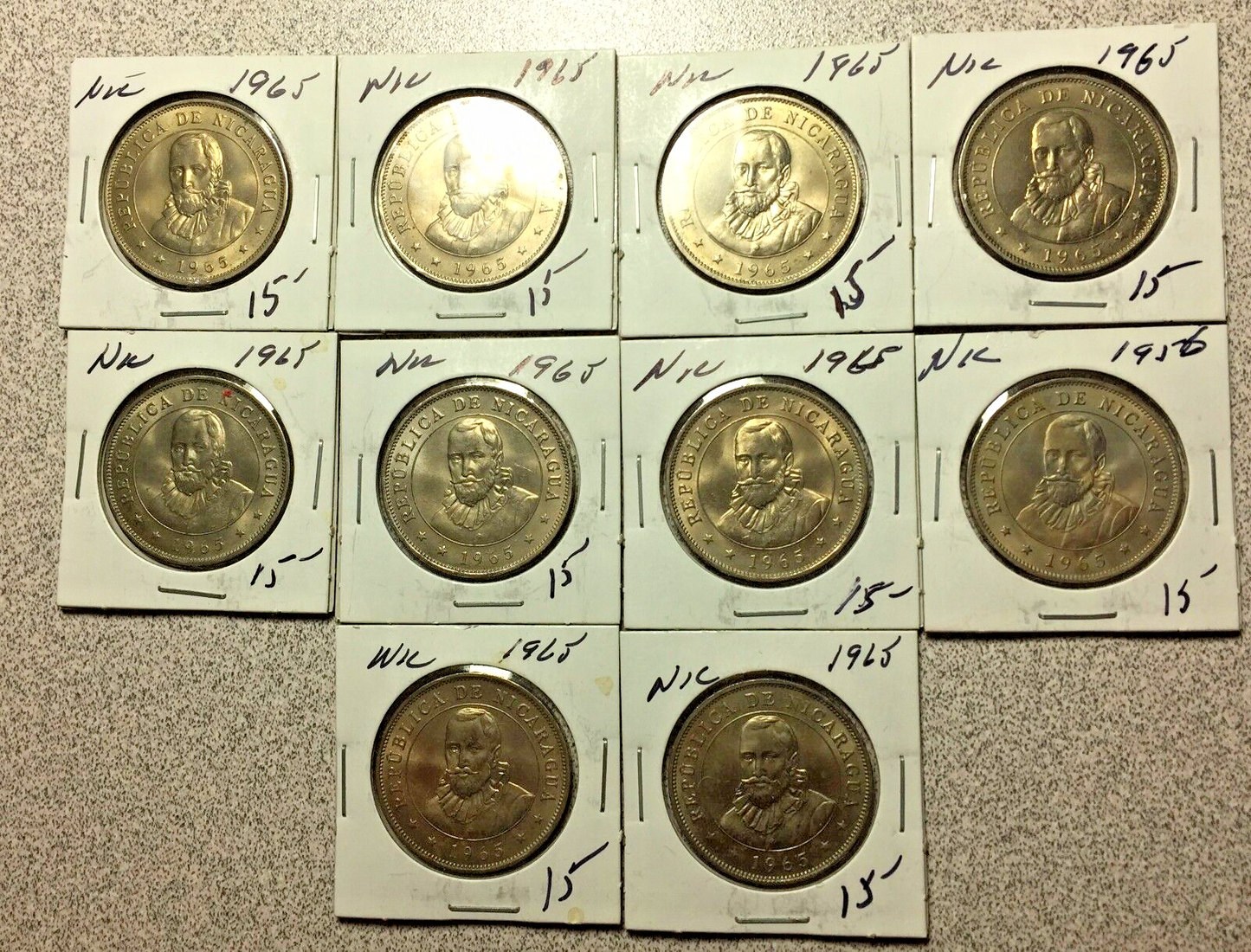 Lot of (10) 1965 NICARAGUA 50 Centavos   #A102 