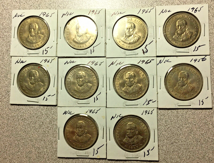 Lot of (10) 1965 NICARAGUA 50 Centavos   #A102 