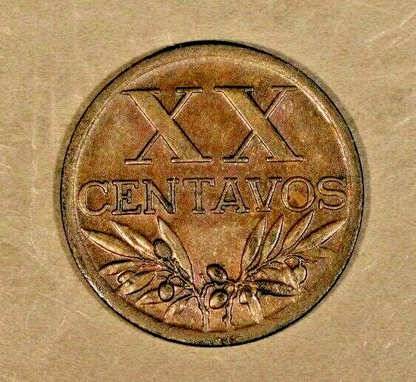 1945 Portugal 20 Centavos Lightly Circulated              