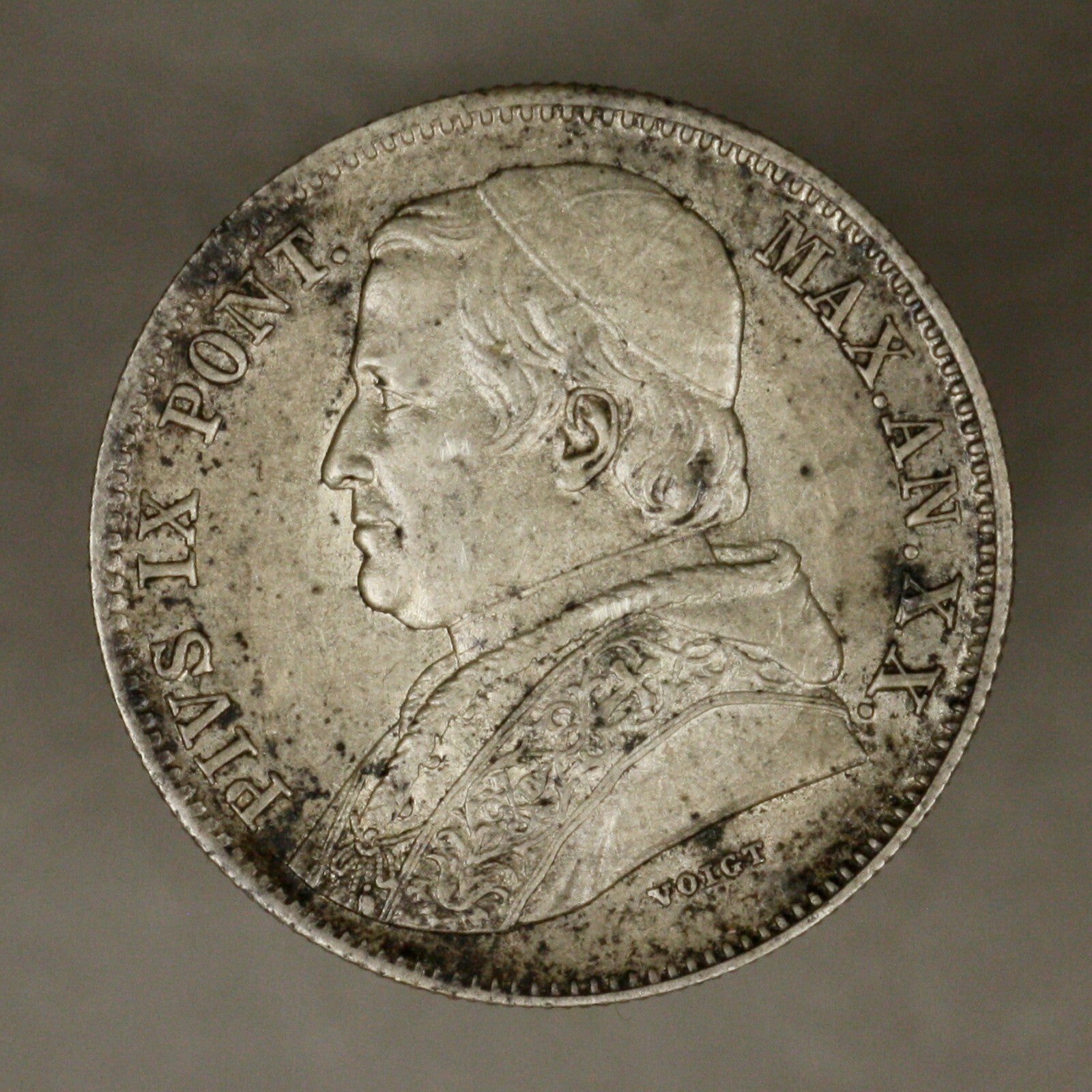 Italy Papal States 1865 R 20 Baiocchi AU