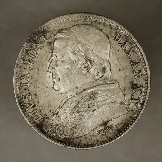 Italy Papal States 1865 R 20 Baiocchi AU