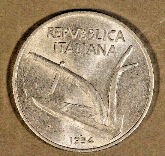 1954 Italy Aluminum 10 Lire Extra Nice    