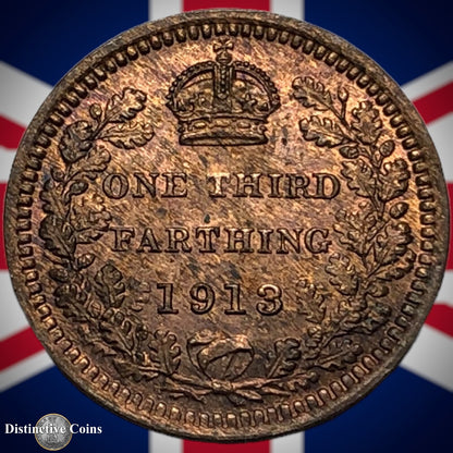 Great Britain 1913 Third Farthing 1/3 Penny GB3047