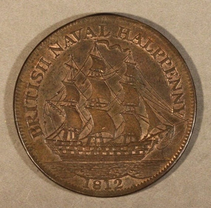 1812 Great Britain Nelson Naval Half Penny Token Nice  
