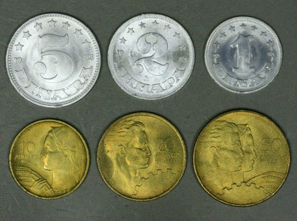 Yugoslavia 1953-55 6 Coin Set K 29 35 BU   B191