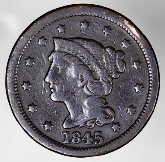 US 1845 Braided Hair Large Cent   A3254
