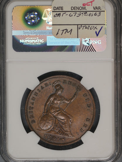 Great Britain 1853 Penny K-739 NGC MS63 BN ORNAMENTAL TRIDENT
