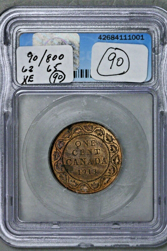 Canada 1913 1 Cent ICG MS 64 BN XE   S380
