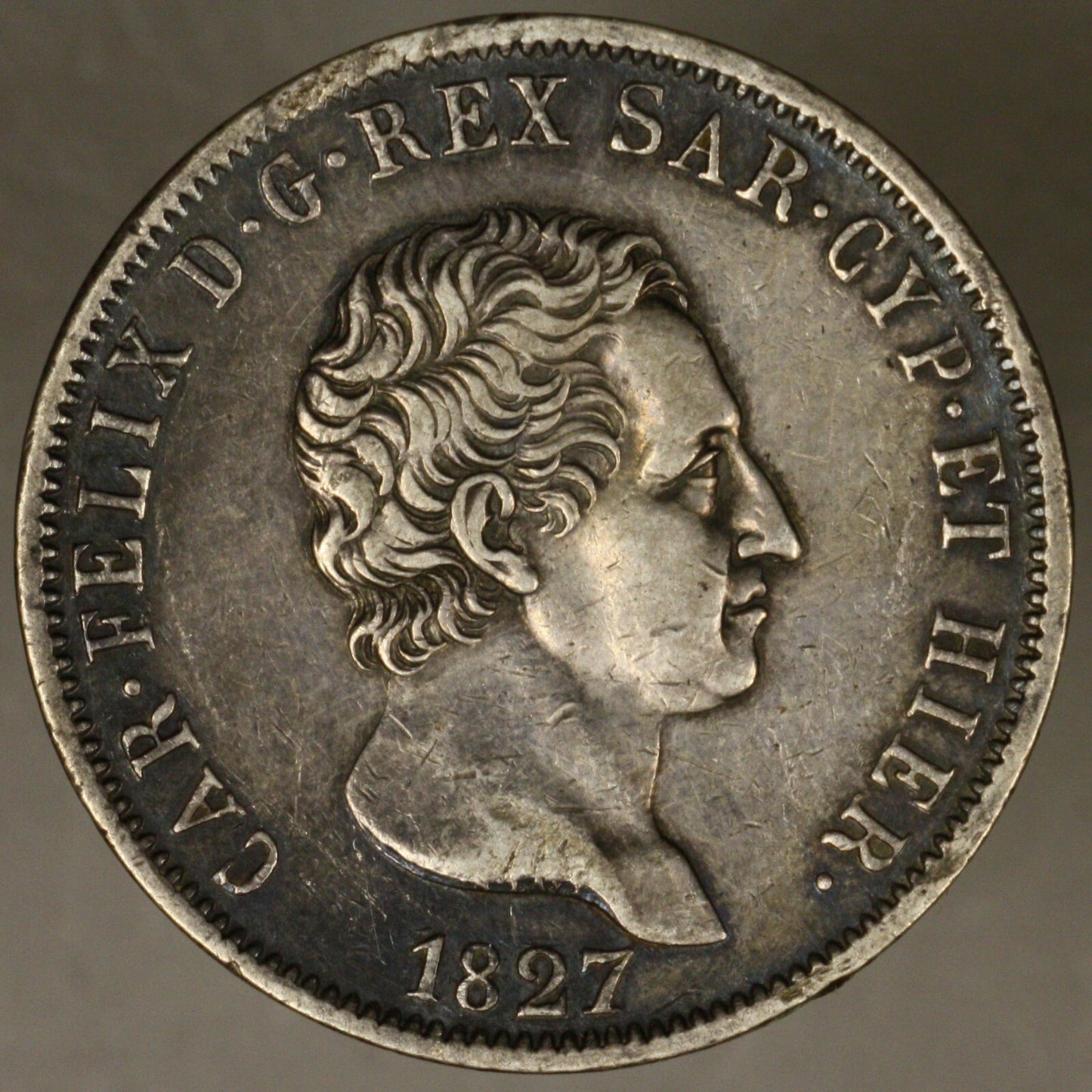 Italy Sardinia 1827 P 5 Lire 