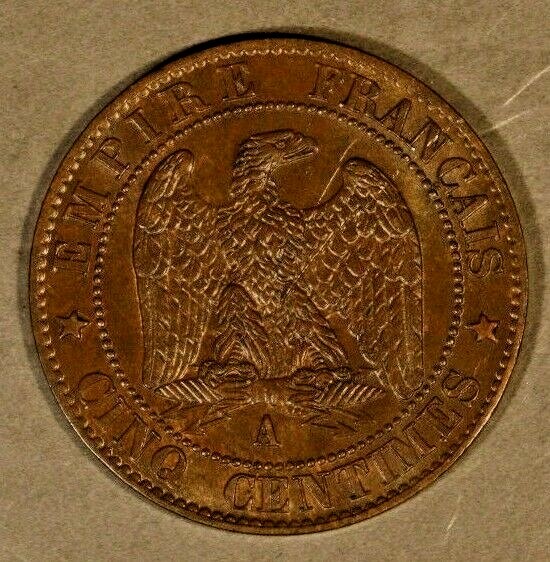 1861A France 5 Centimes Very High Grade Coin       