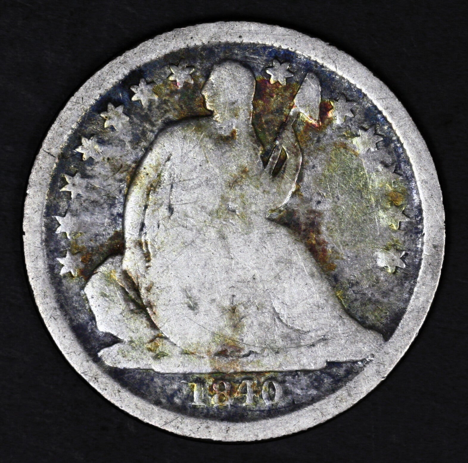 US 1840 O Seated Liberty Dime No Drapery  A3224