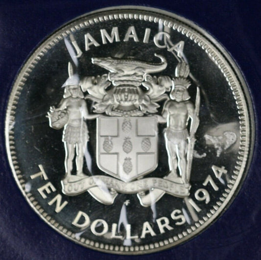 Jamaica 1974 10 Dollar Sterling Silver Proof Coin   B247