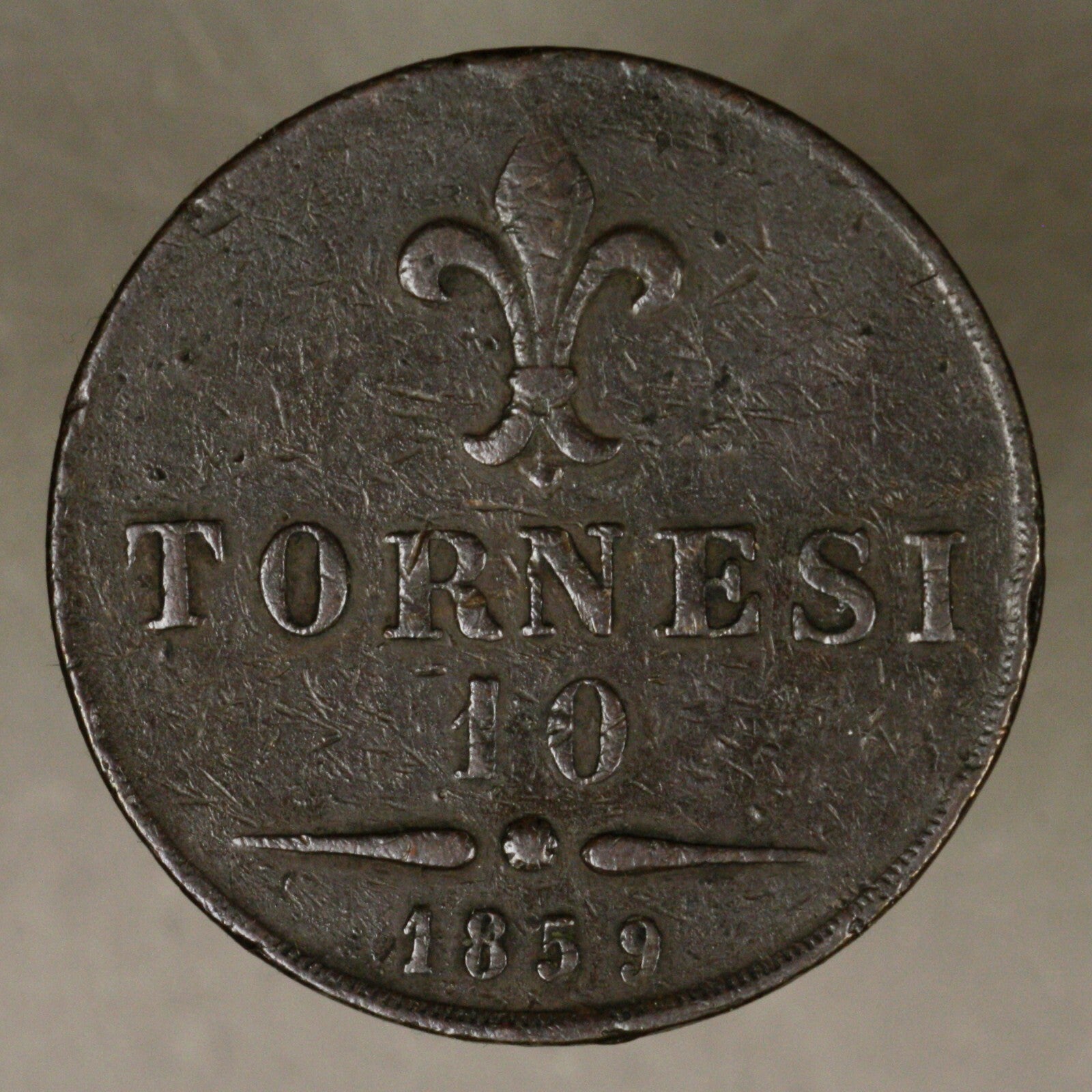 Italy- Naples 1859 10 Tornes VF