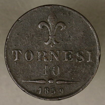 Italy- Naples 1859 10 Tornes VF