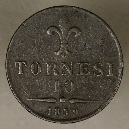 Italy- Naples 1859 10 Tornes VF