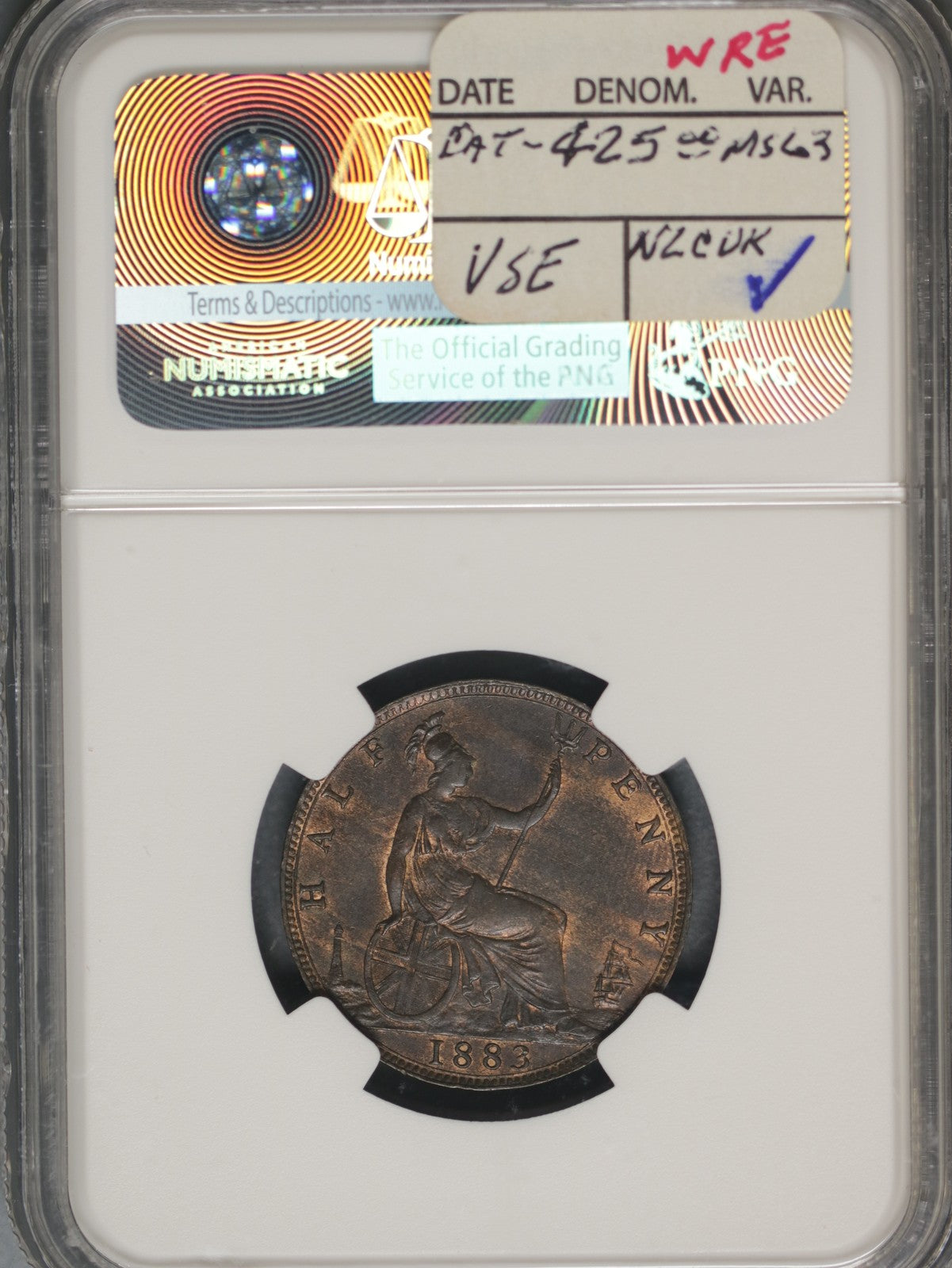 Great Britain 1883 1/2 Penny K-754 NGC MS62 BN BROACH