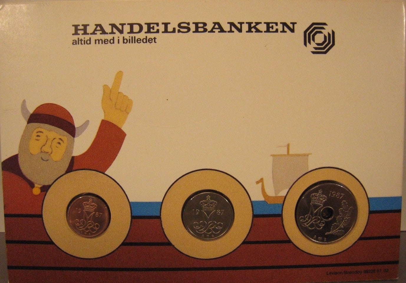 1987 Denmark Coin Set Uncirculated Year's Issued by Bank 