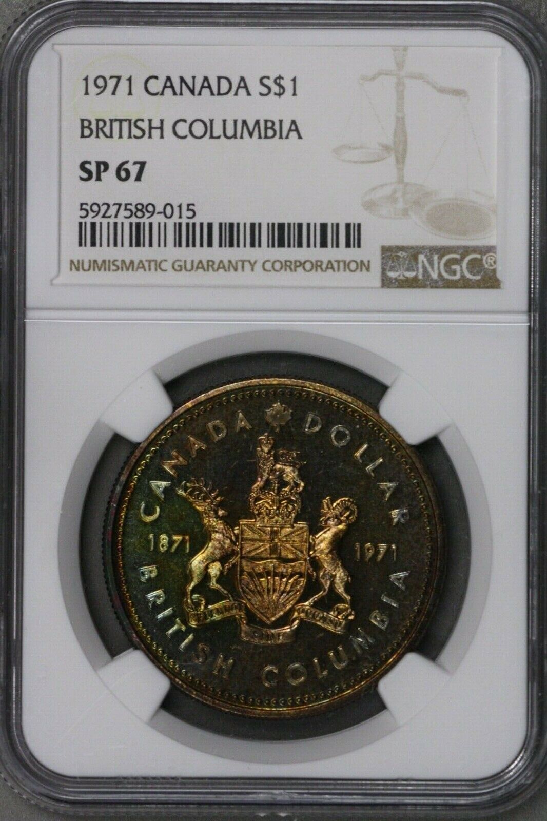 Canada 1971 1 Dollar British Columbia NGC SP 67 Colorful    S392