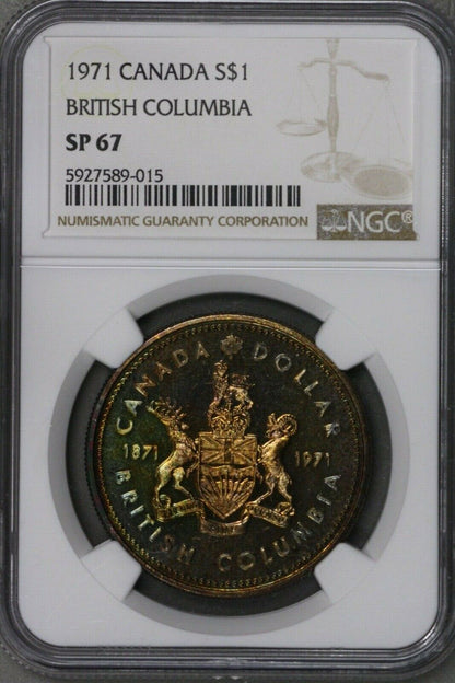 Canada 1971 1 Dollar British Columbia NGC SP 67 Colorful    S392