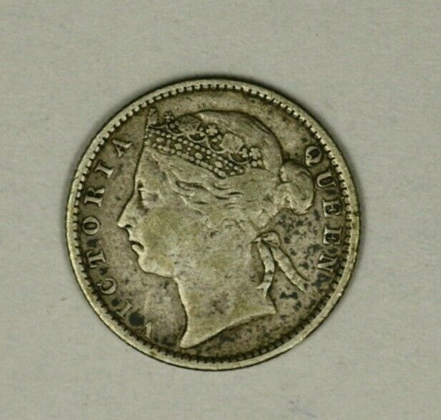 Straits Settlements 10 Cents 1885  VF  Victoria   A897  Scarce