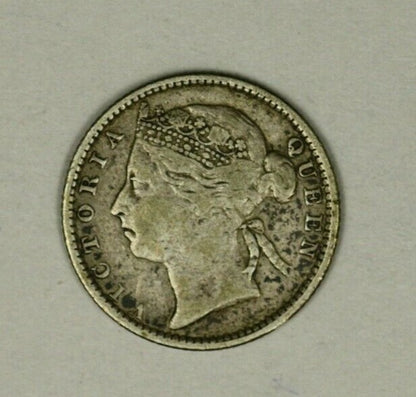 Straits Settlements 10 Cents 1885  VF  Victoria   A897  Scarce