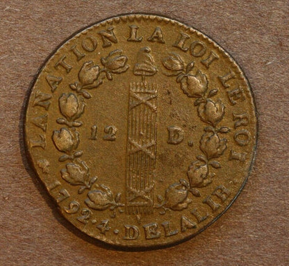 France 1792 D  12 Diniers  Nice Grade for Type A173