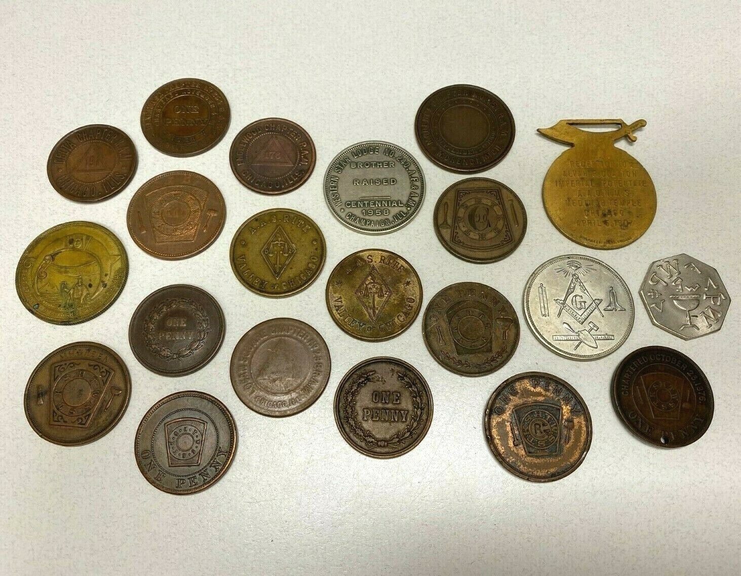 US 21 Masonic Token Lot   B223