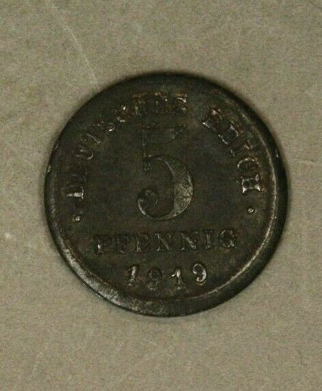1919 F Germany 5 Pfennig Broadstruck Slightly Cupped   