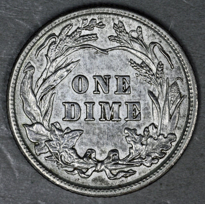 US 1902 P Barber Dime A3355