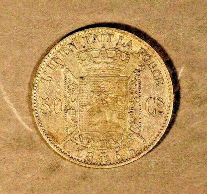 1866 Belgium 50 Centimes Higher Grade Silver 