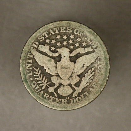 Barber 1897 O Quarter Scratch on Obverse 