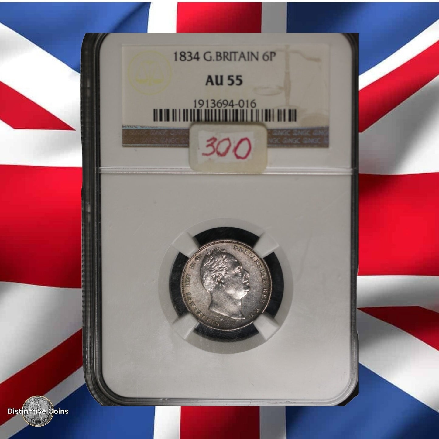 Great Britain 1834 6 Pence NGC AU55