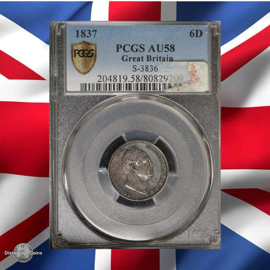 Great Britain 1837 6 Pence PCGS AU58