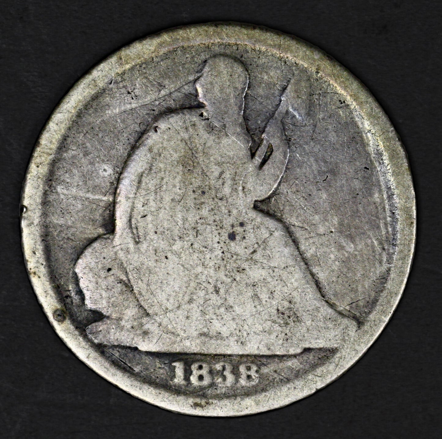 US 1838 O Seated Liberty Die No Stars  A3216
