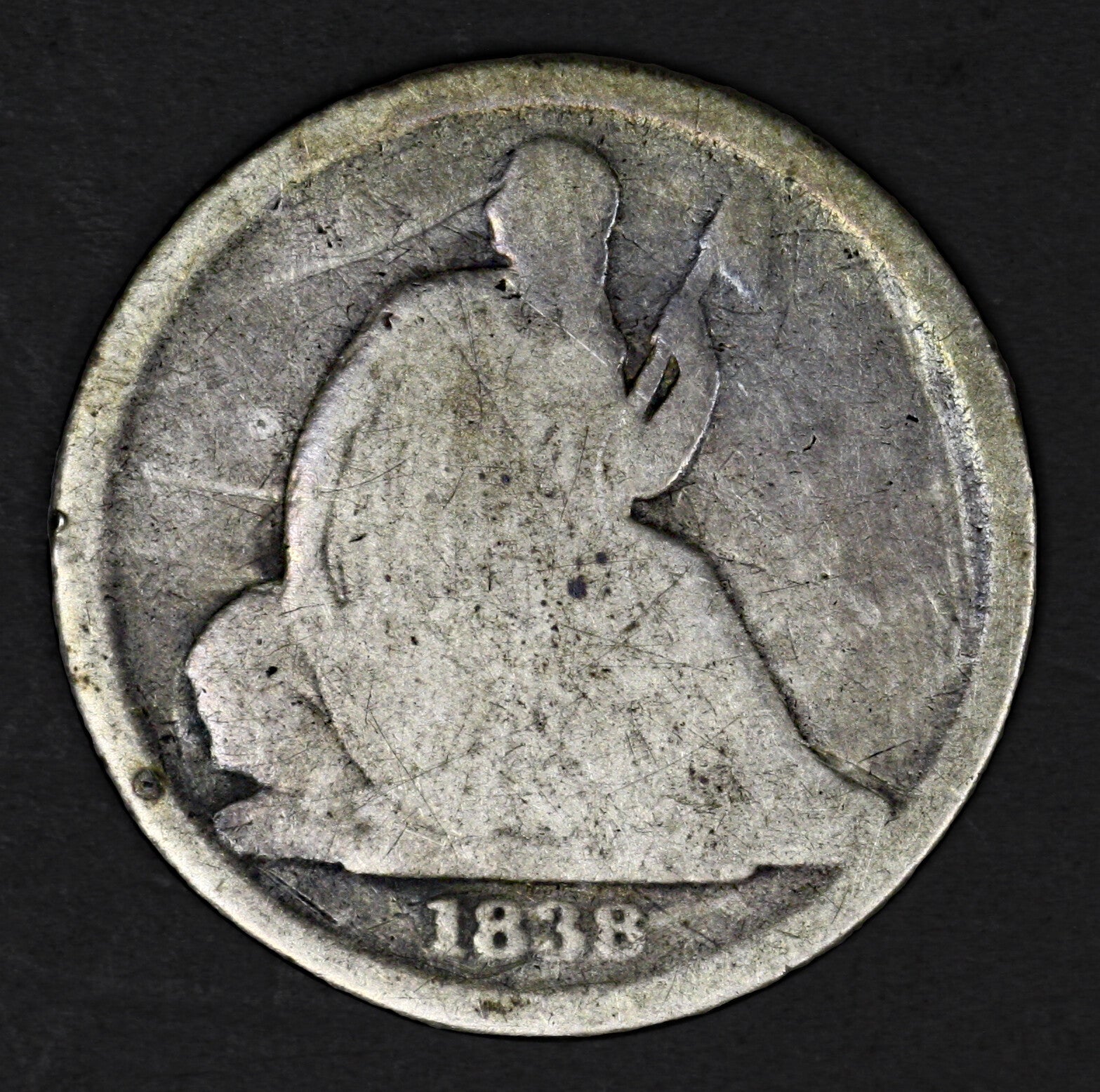 US 1838 O Seated Liberty Die No Stars  A3216
