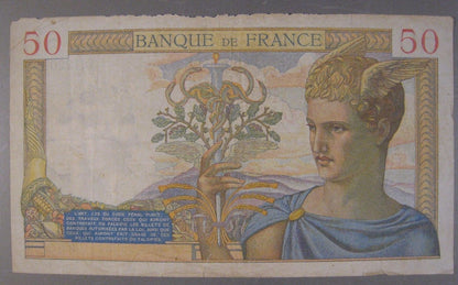 1940 France, Bank of, 50 Francs Rough Edges  